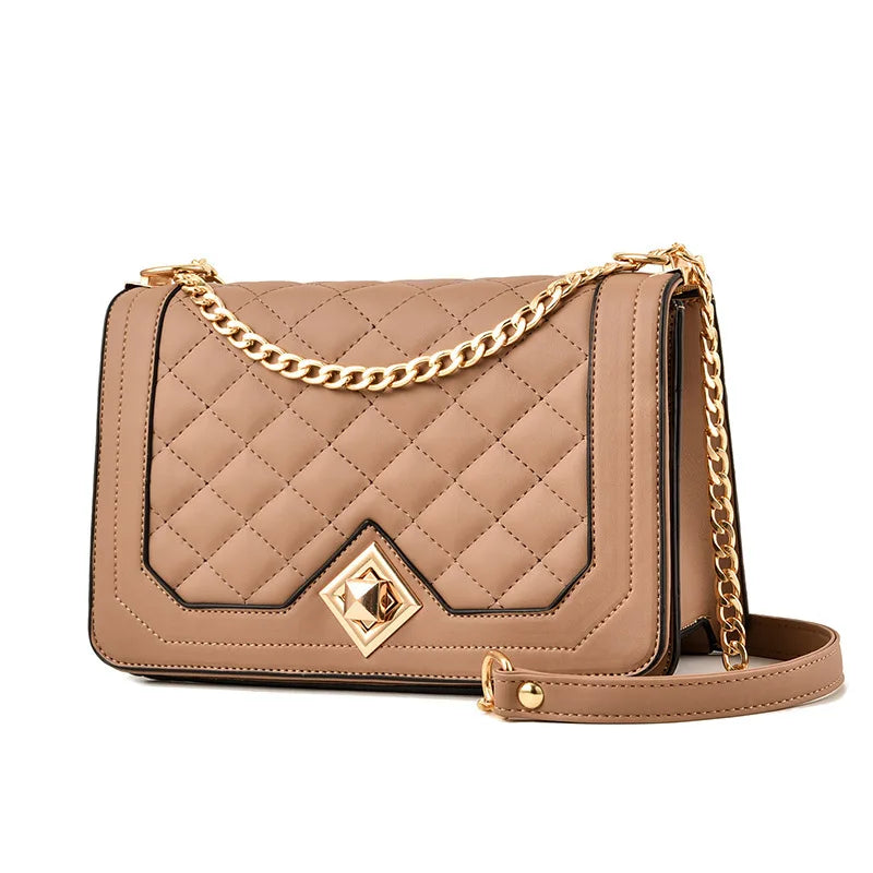 Women Chain Crossbody Shoulder Bags High HandBags PU Leather Solid