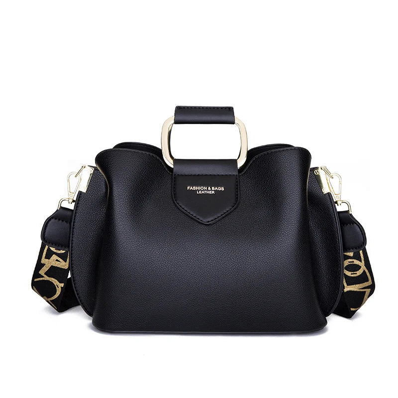 Vintage Letter Bucket Bag High Retro Crossbody Tote Handbag