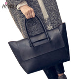 Women Tote Bag High Capacity PU Leather Handbags Brown Gray