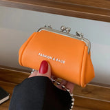 Women's Mini Chain Shoulder Bags Orange Party Clutch Kiss Lock Bags