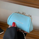 Women's Mini Chain Shoulder Bags Orange Party Clutch Kiss Lock Bags