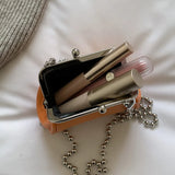 Women's Mini Chain Shoulder Bags Orange Party Clutch Kiss Lock Bags