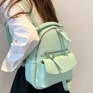 Leather School Travel Backpack for Women