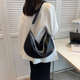 Chain PU Leather Women High Capacity Tote Handbags