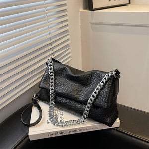 Fashionable Solid Chain Shine Women Bags Party High Capacity Tote Multifunction