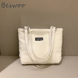 Plush Tote Bag for Women Retro Casual Handbag Fluffy Large Capacity Shoulder Bag