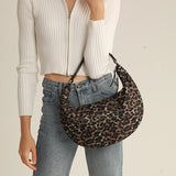 Half Moon Space Padded Shoulder Bag Down Cotton Lady Handbag