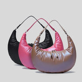 Half Moon Space Padded Shoulder Bag Down Cotton Lady Handbag