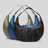Half Moon Space Padded Shoulder Bag Down Cotton Lady Handbag