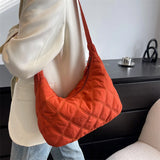 Embroidered Rhombus Down Shoulder Bag for Women