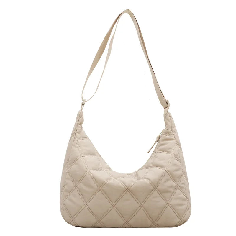 Embroidered Rhombus Down Shoulder Bag for Women