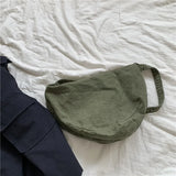 One-Shoulder Dumpling Bag Washed Canvas Women's Bag