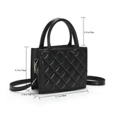 Women's PU Leather Handbag Diamond Check Pattern Crossbody Tote