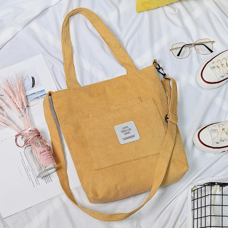 Literary Canvas Bag Women's Shoulder Bags Portable Large Capacity Messenger Bags