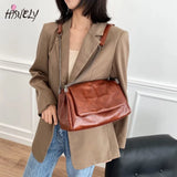 Vintage Leather Shoulder Bag with Thick Chain Tote