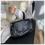 Vintage Leather Shoulder Bag with Thick Chain Tote