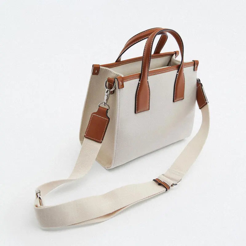 Mini Flap Handbag Canvas Shoulder Bag Small Tote Purse