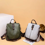 Multifunction Leather Backpack Girls School Bag Large Capacity Female Bagpack