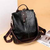 Multifunction Leather Backpack Girls School Bag Large Capacity Female Bagpack