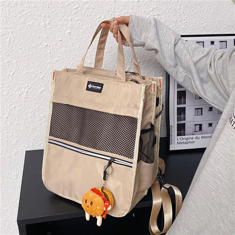 Multifunctional Ladies Student Backpack Solid High Nylon Youth Laptop Backpack