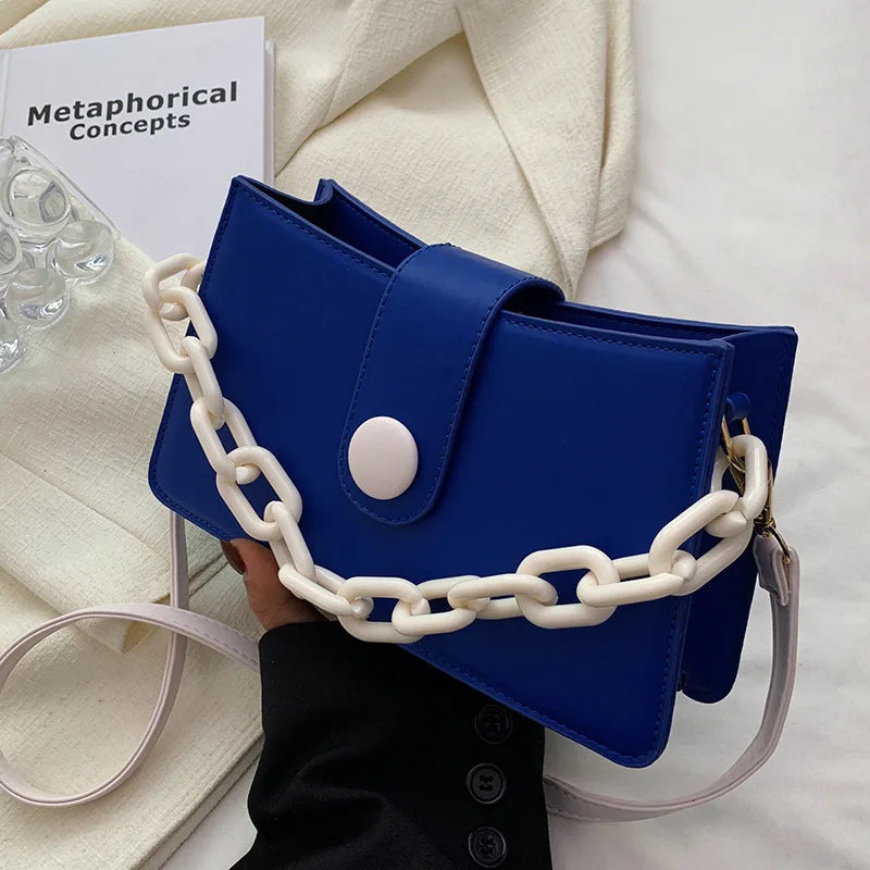 Chain Handbag Small Square Bag High Female Contrast Shoulder Bag