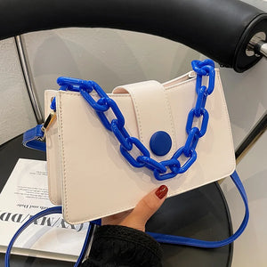 Chain Handbag Small Square Bag High Female Contrast Shoulder Bag