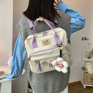 Nylon Waterproof Women Backpack Large Capacity School Bag