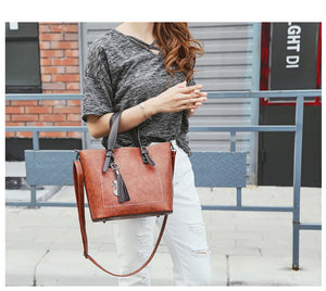 Women's PU Leather Crossbody Tote Bag Large Capacity Shoulder Handbag