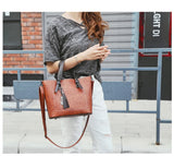 Women's PU Leather Crossbody Tote Bag Large Capacity Shoulder Handbag