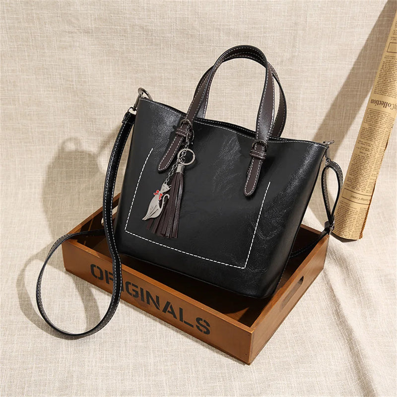 Women's PU Leather Crossbody Tote Bag Large Capacity Shoulder Handbag