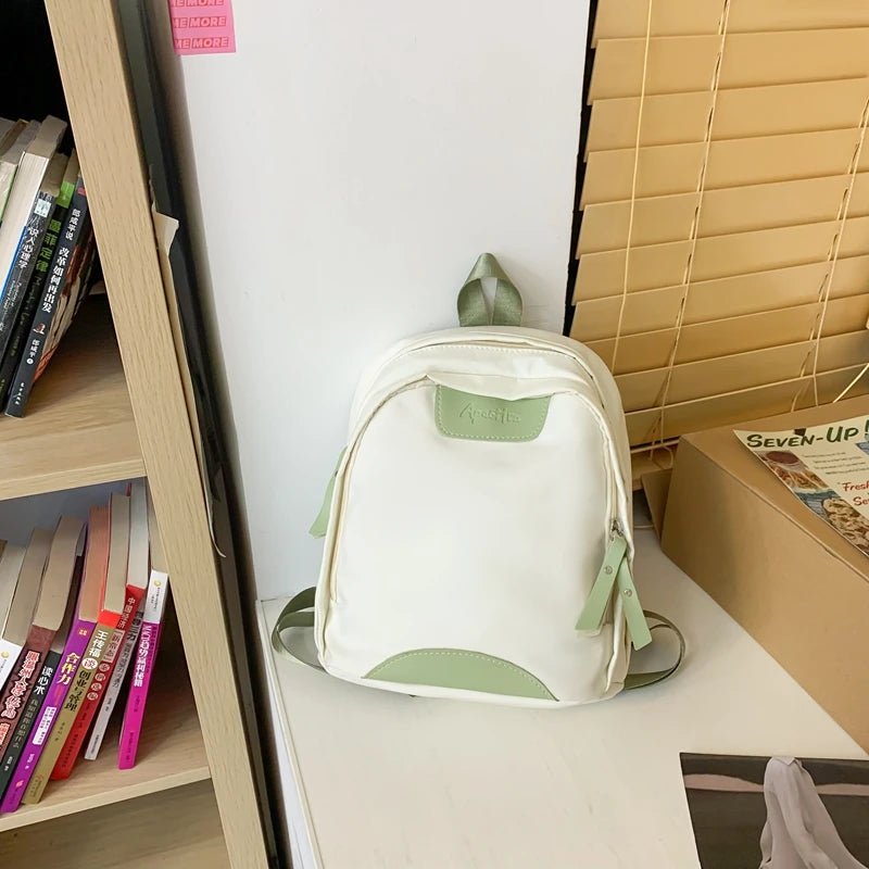 Panelled Women's Nylon Backpack Small Student Bag