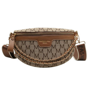 Plaid Chain Fanny Pack Broadband Crossbody Bag