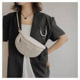 Plaid Chain Fanny Pack Broadband Crossbody Bag