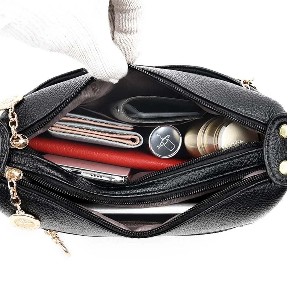 Vintage Crossbody Bag Soft Leather Messenger Handbag Women's Shoulder Purse