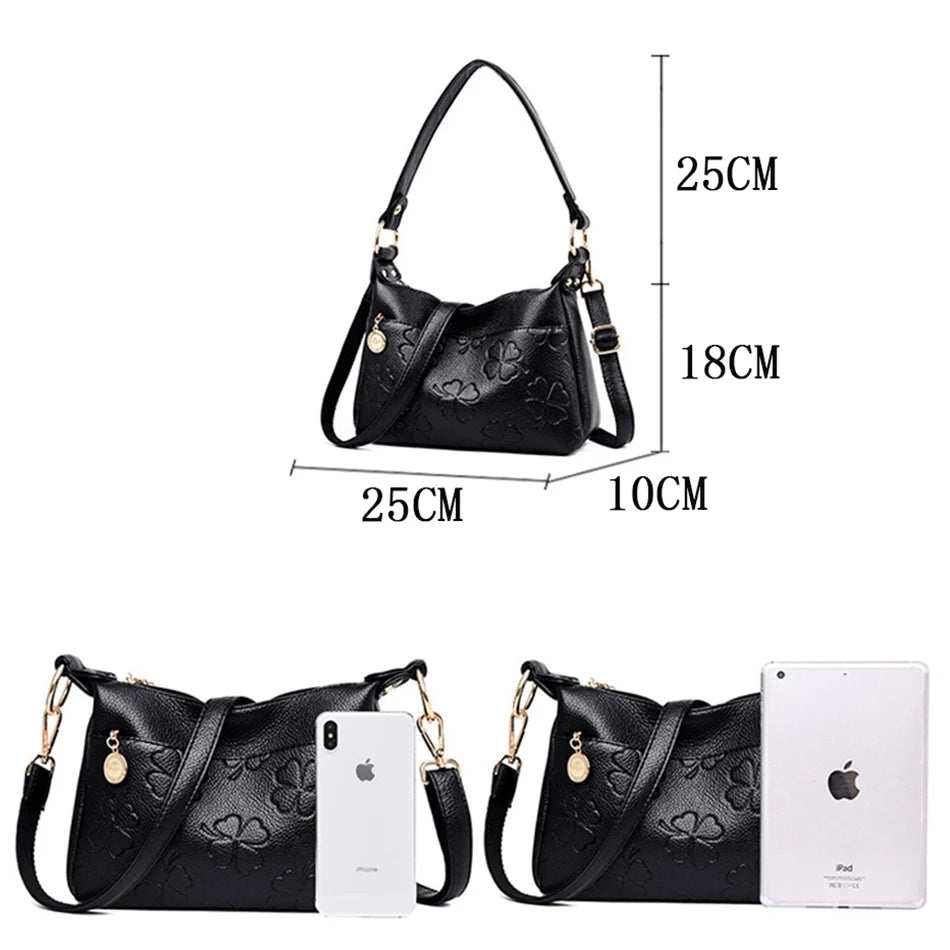 Vintage Crossbody Bag Soft Leather Messenger Handbag Women's Shoulder Purse