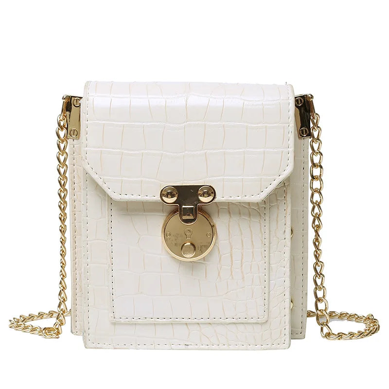 One-shoulder Crocodile Pattern Mobile Phone Bag