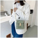 One-shoulder Crocodile Pattern Mobile Phone Bag