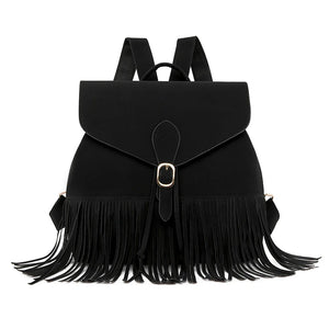 Retro Women Backpack Tassel Shoulder Bag High School Bag For Teenage Girls