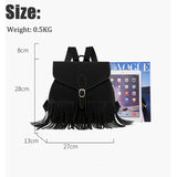 Retro Women Backpack Tassel Shoulder Bag High School Bag For Teenage Girls