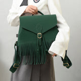 Retro Women Backpack Tassel Shoulder Bag High School Bag For Teenage Girls