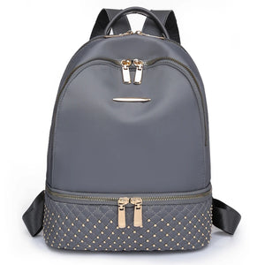 Retro Oxford Cloth Backpack Rivet Anti Theft Pocket Shoulder Bag