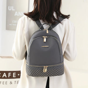 Retro Oxford Cloth Backpack Rivet Anti Theft Pocket Shoulder Bag