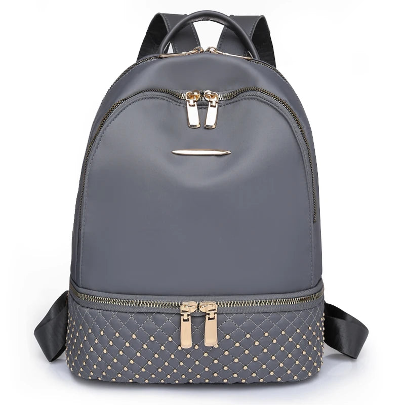 Retro Oxford Cloth Backpack Rivet Anti Theft Pocket Shoulder Bag