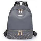 Retro Oxford Cloth Backpack Rivet Anti Theft Pocket Shoulder Bag