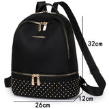 Retro Oxford Cloth Backpack Rivet Anti Theft Pocket Shoulder Bag
