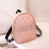 Retro Women Backpack PU Leather Mini Backpacks Multi-Function Rivets Shoulder Ba