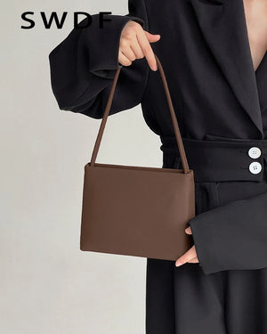 Retro Casual Lady Underarm Handbag Pu Leather Shoulder Bag