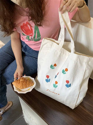Spring Autumn Canvas Shoulder Bags for Women Casual Style