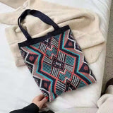 Bohemian Crochet Woolen Tote Bag for Women