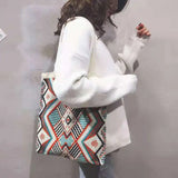 Bohemian Crochet Woolen Tote Bag for Women
